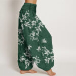 Buddha Stones Casual Maple Leaf Pattern Women's Elastic Waist Harem Pants - image 2