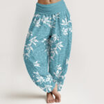 Buddha Stones Casual Maple Leaf Pattern Women's Elastic Waist Harem Pants - MediumTurquoise - US22，UK/AU26，EU54 (6XL) - image 5