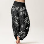 Buddha Stones Casual Maple Leaf Pattern Women's Elastic Waist Harem Pants - image 10