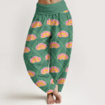 Buddha Stones Casual Vibrant Lotus Flower Pattern Women's Elastic Waist Harem Pants - MediumSeaGreen - US22，UK/AU26，EU54 (6XL) - image 1