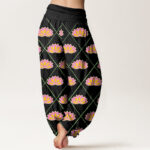 Buddha Stones Casual Vibrant Lotus Flower Pattern Women's Elastic Waist Harem Pants - image 7