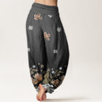 Buddha Stones Casual Blooming Flowers Pattern Women's Elastic Waist Harem Pants - image 10