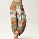 Buddha Stones Casual Abstract Petal And Wave Pattern Women's Elastic Waist Harem Pants - image 7