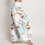 Buddha Stones Casual Koi Fish Cherry Blossom Pattern Women's Elastic Waist Harem Pants - image 2
