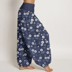 Buddha Stones Casual Simple Flowers Leaves Pattern Women's Elastic Waist Harem Pants - image 7
