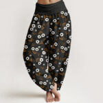 Buddha Stones Casual Simple Flowers Leaves Pattern Women's Elastic Waist Harem Pants - Black - US22，UK/AU26，EU54 (6XL) - image 8