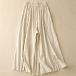 Buddha Stones Casual Side Slits Design Cotton Women's Wide Leg 7-8 Length Pants With Pockets - image 5