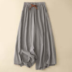 Buddha Stones Casual Side Slits Design Cotton Women's Wide Leg 7-8 Length Pants With Pockets - DarkGray - US8-10，UK/AU12-14，EU40-42 (2XL) - image 11