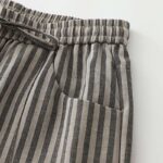 Buddha Stones Commute Striped Drawstring Design Women's Wide Leg Cotton Pants With Pockets - image 11