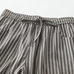 Buddha Stones Commute Striped Drawstring Design Women's Wide Leg Cotton Pants With Pockets - image 7