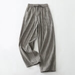 Buddha Stones Commute Striped Drawstring Design Women's Wide Leg Cotton Pants With Pockets - DarkGray - US8-10，UK/AU12-14，EU40-42 (2XL) - image 6