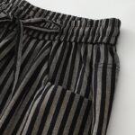 Buddha Stones Commute Striped Drawstring Design Women's Wide Leg Cotton Pants With Pockets - image 3