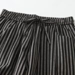 Buddha Stones Commute Striped Drawstring Design Women's Wide Leg Cotton Pants With Pockets - image 2