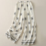 Buddha Stones Bohemian Printing Celestial Pattern Women's Wide Leg Cotton Pants With Pockets - White - US8-10，UK/AU12-14，EU40-42 (2XL) - image 5