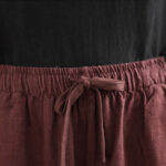 Buddha Stones Commute Retro Solid Color Women's Harem Drawstring Cotton Pants With Pockets - image 12