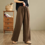 Buddha Stones Commute Retro Solid Color Women's Harem Drawstring Cotton Pants With Pockets - Sienna - US8-10，UK/AU12-14，EU40-42 (2XL) - image 15