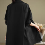 Buddha Stones Spring Plain Buttons Design Long Sleeve Women's Cotton Linen Jacket With Pockets - image 15
