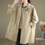 Buddha Stones Spring Plain Buttons Design Long Sleeve Women's Cotton Linen Jacket With Pockets - image 3