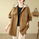 Buddha Stones Casual Commute Drawstring Hoodie Women's Cotton Linen Jacket With Pockets - Goldenrod - US14，UK/AU18，EU46 (2XL) - image 7