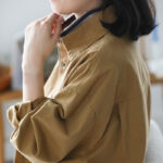 Buddha Stones Vintage Casual Pure Colir Lapel Women's Cotton Jacket With Pockets - image 6