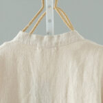 Buddha Stones Women's Solid Color Simple Chinese Frog-Button Design Cotton Linen Shirt - image 4