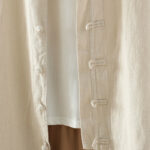 Buddha Stones Women's Solid Color Simple Chinese Frog-Button Design Cotton Linen Shirt - image 5
