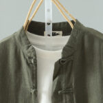 Buddha Stones Women's Solid Color Simple Chinese Frog-Button Design Cotton Linen Shirt - image 13