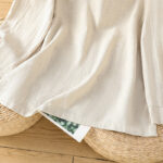 Buddha Stones Spring Solid Color Simple Hem Slit Design Cotton Linen Women's Shirt - image 10