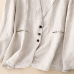 Buddha Stones Commute Retro Pure Color Lapel Cotton Linen Women's Jacket With Pockets - image 12