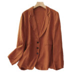 Buddha Stones Commute Retro Pure Color Lapel Cotton Linen Women's Jacket With Pockets - image 17