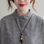 Buddha Stones Small Grid Pattern Cotton Linen Women's Maxi Dress With Pockets - image 18