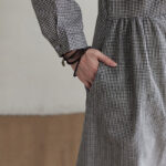 Buddha Stones Small Grid Pattern Cotton Linen Women's Maxi Dress With Pockets - image 15