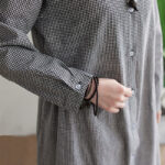 Buddha Stones Small Grid Pattern Cotton Linen Women's Maxi Dress With Pockets - image 16