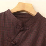 Buddha Stones Casual Plain Frog-button Cotton Midi Dress With Pockets - image 3