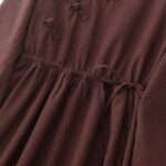 Buddha Stones Casual Plain Frog-button Cotton Midi Dress With Pockets - image 7