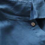Buddha Stones Casual Plain Lace-up Stand Collar Linen Midi Dress With Pockets - image 5