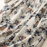 Buddha Stones Casual Small Floral Pattern Crew Neck Cotton Linen Midi Dress With Pockets - image 9