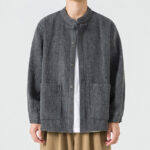 Buddha Stones Long Sleeve Frog-button Design Men's Cotton Jacket Shirt With Pockets - DimGray - US/UK/AU46，EU56 (5XL) - image 1