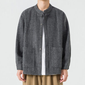 Buddha Stones Long Sleeve Frog-button Design Men's Cotton Jacket Shirt With Pockets - DimGray - US/UK/AU46，EU56 (5XL) - image 1