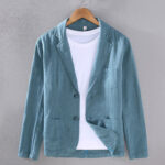 Buddha Stones Long Sleeve Button Plain Design Men's Linen Jacket Shirt With Pockets - SteelBlue - US/UK/AU42，EU52 (3XL) - image 8