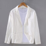 Buddha Stones Long Sleeve Button Plain Design Men's Linen Jacket Shirt With Pockets - White - US/UK/AU42，EU52 (3XL) - image 2
