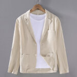 Buddha Stones Long Sleeve Button Plain Design Men's Linen Jacket Shirt With Pockets - PapayaWhip - US/UK/AU42，EU52 (3XL) - image 9