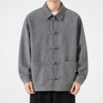 Buddha Stones Long Sleeve Frog-button Design Men's Polyester Jacket Shirt With Pockets - image 5