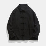 Buddha Stones Long Sleeve Frog-button Design Men's Polyester Jacket Shirt With Pockets - image 11