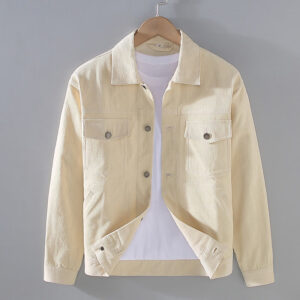 Buddha Stones Plain Long Sleeve Button Design Men's Cotton Jacket Shirt With Pockets - OldLace - US/UK/AU42，EU52 (3XL) - image 1