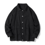 Buddha Stones Long Sleeve Button Stand Collar Design Men's Cotton Jacket Shirt With Pockets - Black - US/UK/AU50，EU60 (5XL) - image 1