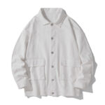 Buddha Stones Long Sleeve Button Stand Collar Design Men's Cotton Jacket Shirt With Pockets - White - US/UK/AU50，EU60 (5XL) - image 7