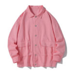 Buddha Stones Long Sleeve Button Stand Collar Design Men's Cotton Jacket Shirt With Pockets - LightPink - US/UK/AU50，EU60 (5XL) - image 9