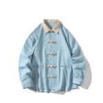 Buddha Stones Men's Long Sleeve Frog-Button Cotton Long Sleeve Shirt With Pockets - image 15