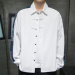 Buddha Stones Men's Flower Pattern Stitching Cotton Blend Long Sleeve Shirt - White - US/UK/AU50，EU60 (5XL) - image 9
